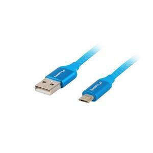 LANBERG Micro USB (M) na USB-A (M) 2.0 kabel 1m, modrý, rychlé nabíjení 3.0