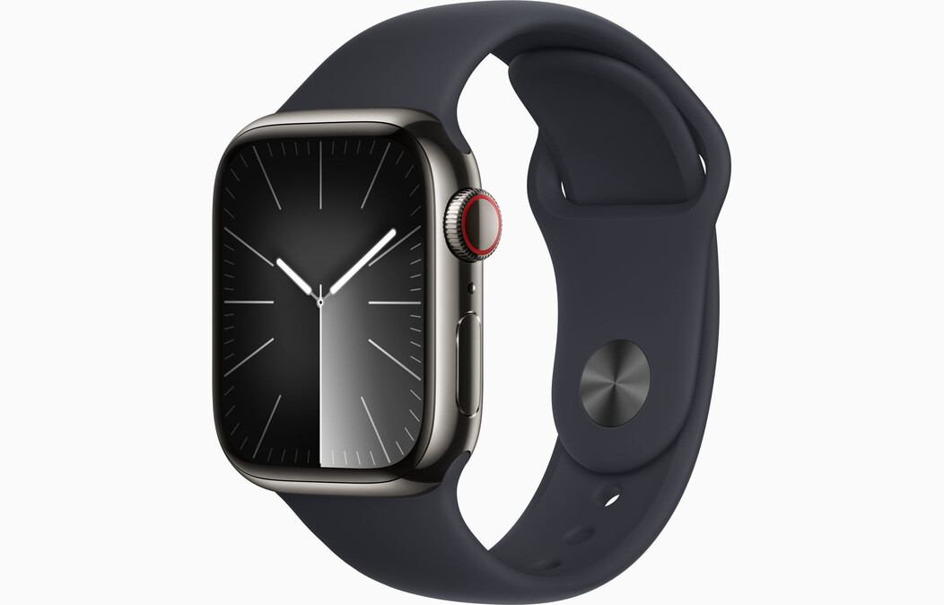 Apple Watch S9 Cell/45mm/Graphite/Sport Band/Midnight/-M/L