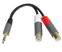 PremiumCord kabel HQ Jack 3.5mm Male - 2x CINCH Female 15cm