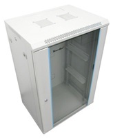 XtendLan 19" nástěnný rozvaděč 22U 600x450, nosnost 60 kg, skleněné dveře, svařovaný, šedý