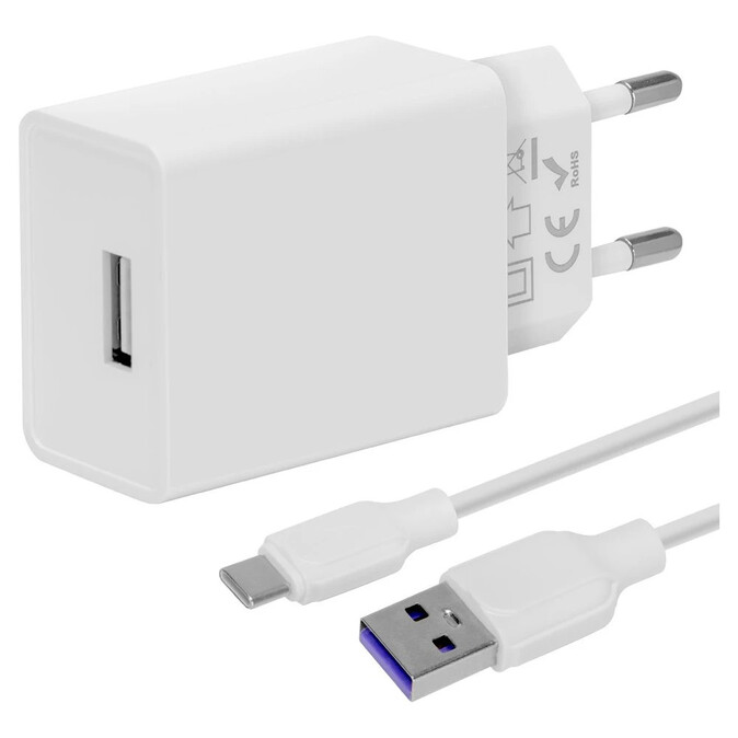 OBAL:ME Cestovní Nabíječka USB-A 10W + USB-A/USB-C Kabel 1m White