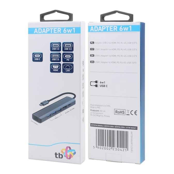TB Touch USB C 6v1 - HDMI, USBx3, PD, RJ-45