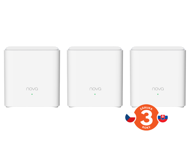 Tenda Nova EX3 (3-pack) WiFi6 AX1500 Mesh Gigabit system, 6xGLAN/GWAN, WPA3, VPN, SMART CZ aplikace