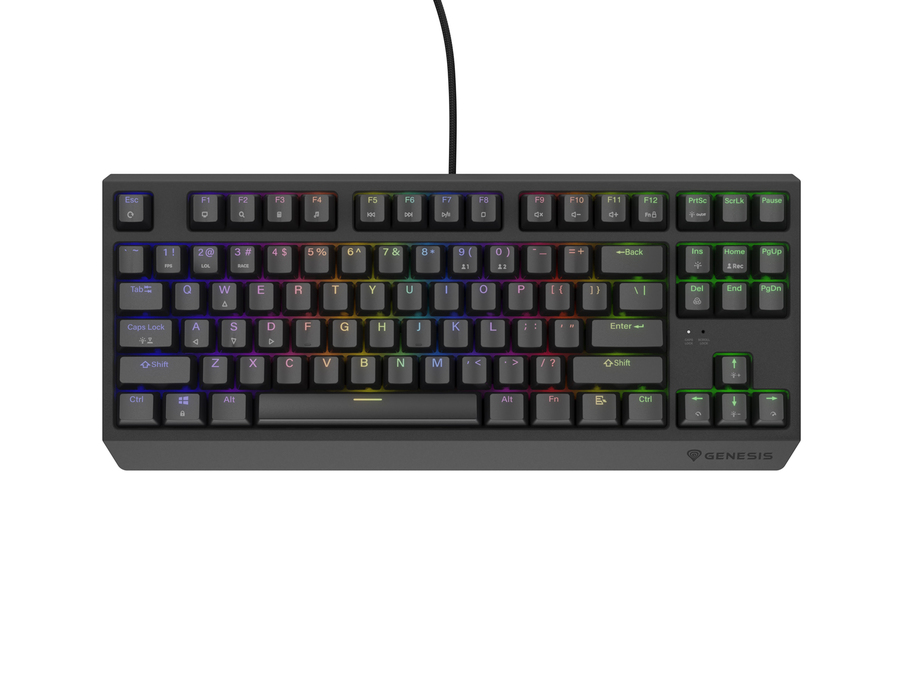 Genesis herní klávesnice THOR 230/TKL/RGB/Outemu Red/Drátová USB/US layout/Černá