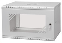 BAZAR - LEXI-Net 19" nástěnný rozvaděč Basic 6U 520x350, skleněné dveře, bez zad, rozložený, šedý - rozbaleno