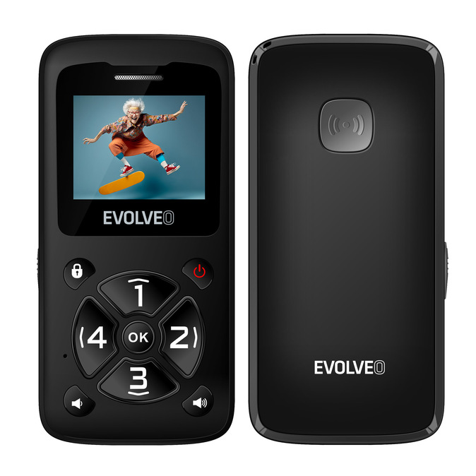 EVOLVEO EasyPhone ID, mobilní telefon pro seniory, černá