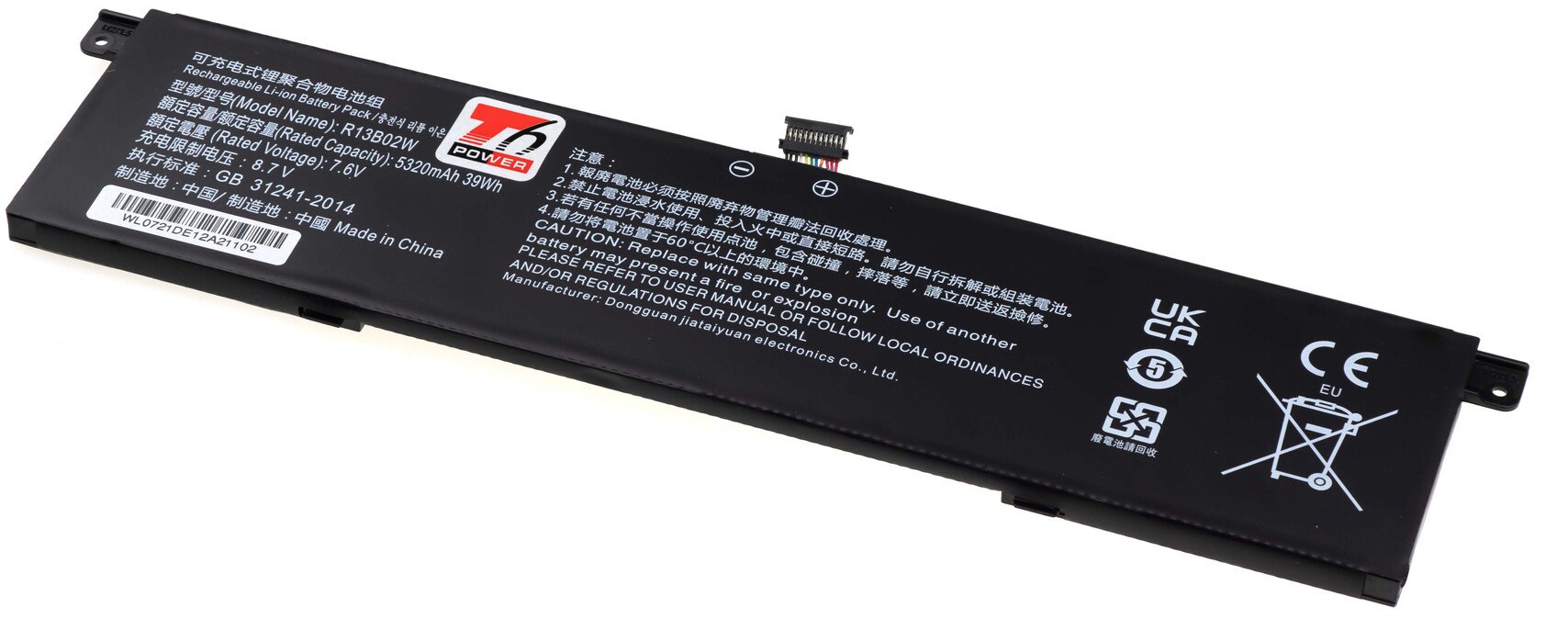 Baterie T6 Power Xiaomi Mi Air 13.3" serie, 5320mAh, 39Wh, 4cell, Li-pol