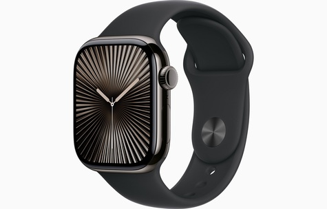 APPLE WATCH 10 - 46mm - Břidlicově šedý titan s černým sportovním řemínkem M/L Cellular