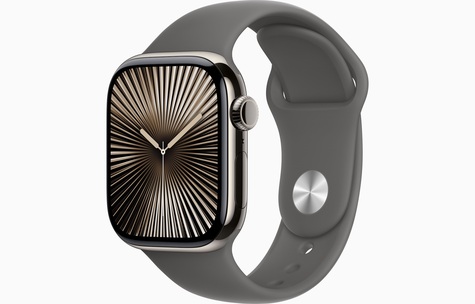 APPLE WATCH 10 - 46mm - Přírodní titan s skálově šedým sportovním řemínkem M/L Cellular