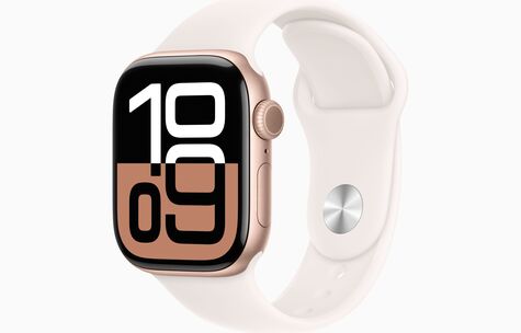 APPLE WATCH 10 - 46mm - Růžově zlatý hliník se větle ruměnným sportovním řemínkem M/L Cellular