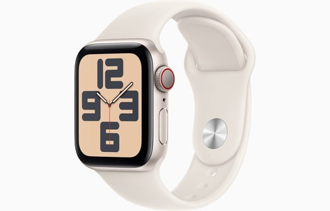 APPLE WATCH SE (2024) - 44mm - Hvězdně bílý hliník s hvězdně bílým sportovním řemínkem M/L Cellular