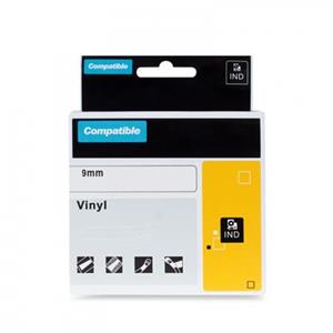 PRINTLINE kompatibilní páska s DYMO 18482, 9mm x 5,5m, černý tisk / bílý podklad, RHINO, vinylová