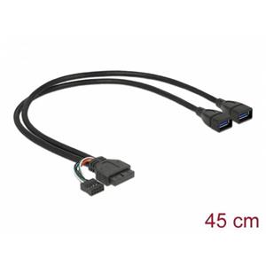 Delock kabel USB 3.0 pin konektor samice + USB 2.0 pin konektor samice &gt; 2 x USB 3.0 A samice 45 cm