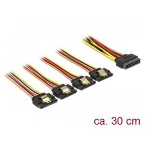 Delock Kabel SATA 15 pin napájecí samec s aretací &gt; SATA 15 pin napájecí samice 4 x přímý 30 cm