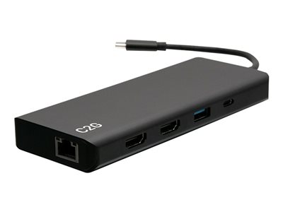 C2G USB-C 9-in-1 Dual Display Docking Station with HDMI, Ethernet, USB, 3.5mm Audio and Power Delivery up to 60W