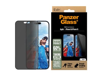 PanzerGlass? Privacy Apple iPhone 16/15 s instalačním rámečkem